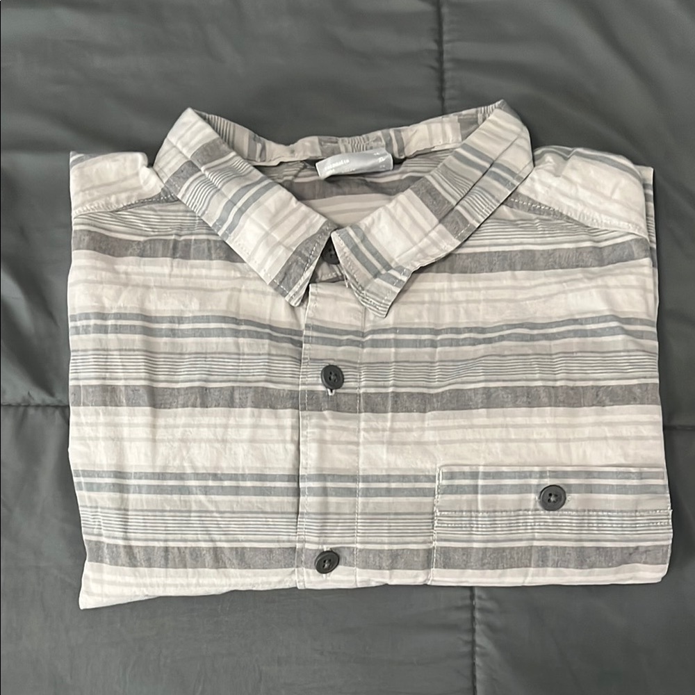 Columbia Gray Tonal Stripe Casual Button Down Shirt Size XL